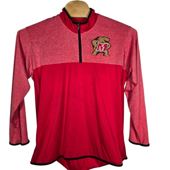University of Maryland Terrapins 1/4 Zip Pullover Performance Jacket Red Logo‎ - Picture 1 of 8